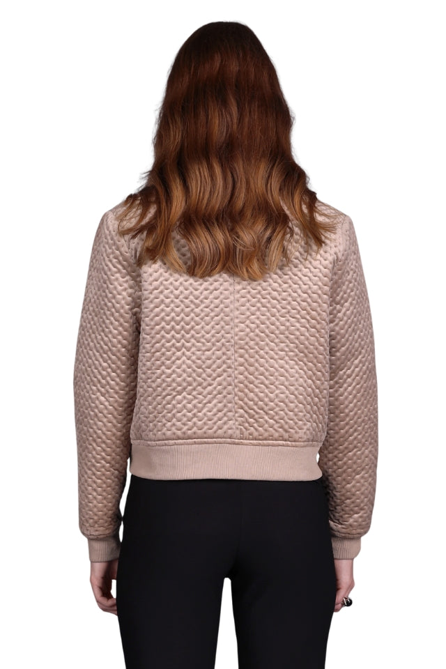 Crop Velvet Bomber - Taupe