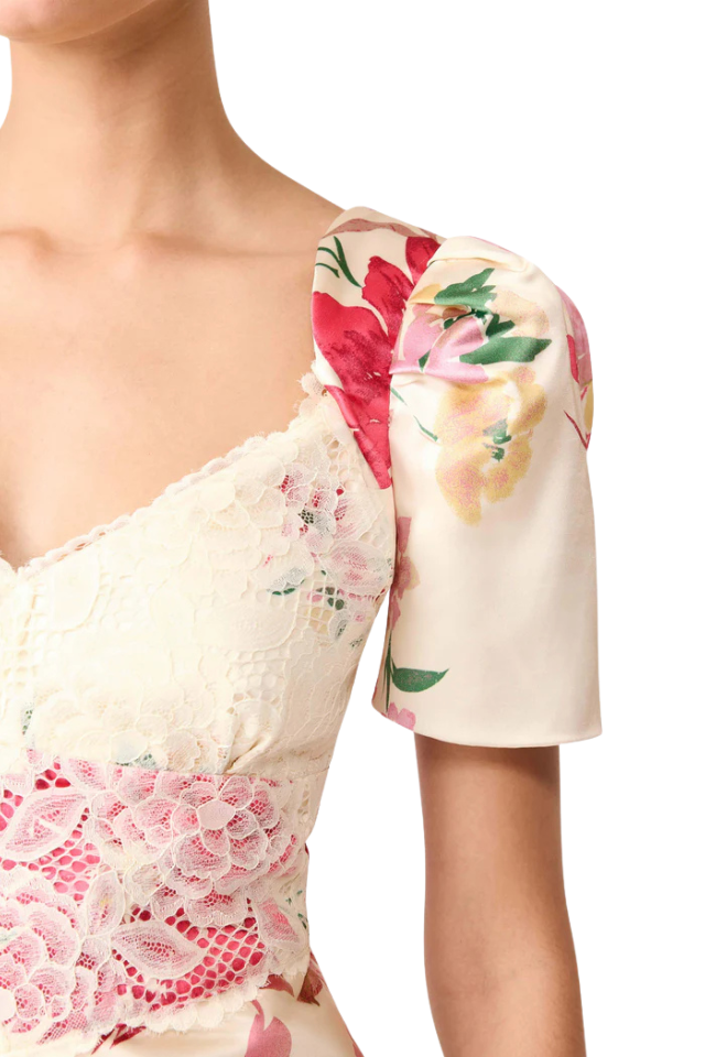 Rosalina Puff Sleeve Maxi Dress - Ivory Floral