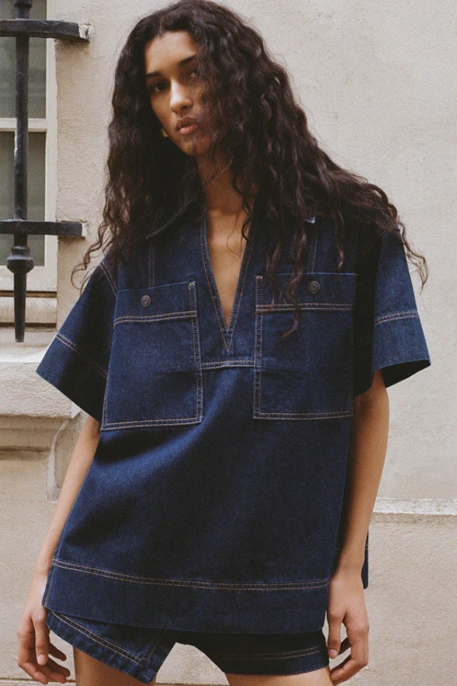 Rita Pullover Top - Deep Indigo