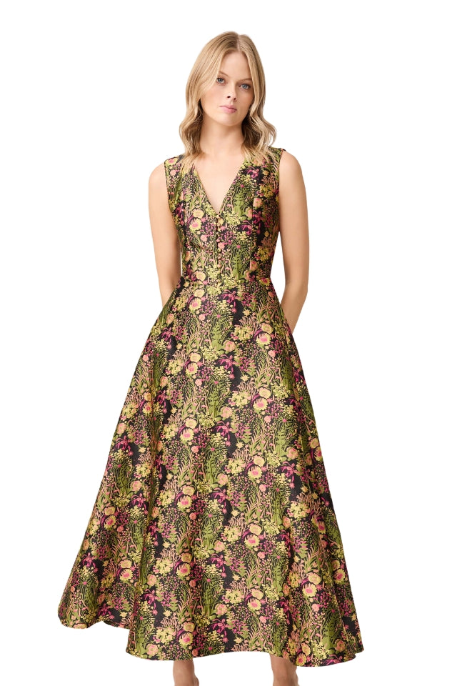 Cindy Gown - Black Floral Multi