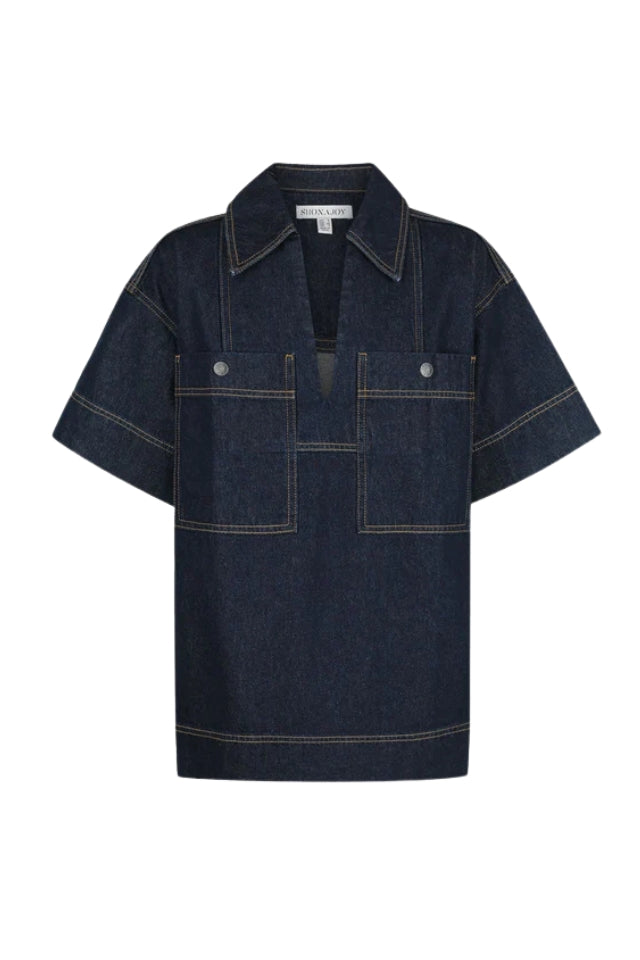 Rita Pullover Top - Deep Indigo