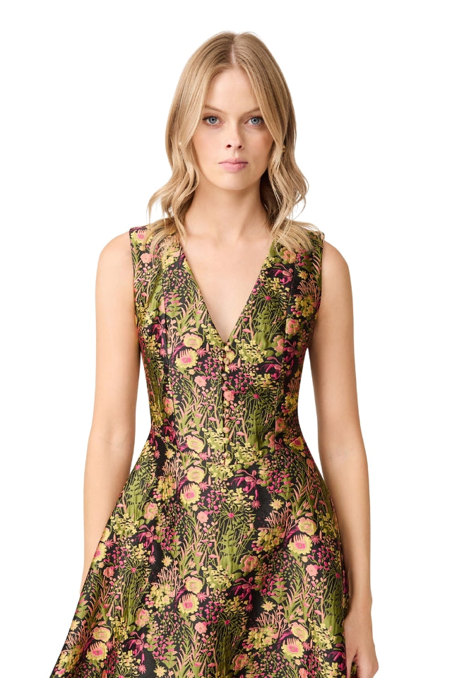 Cindy Gown - Black Floral Multi