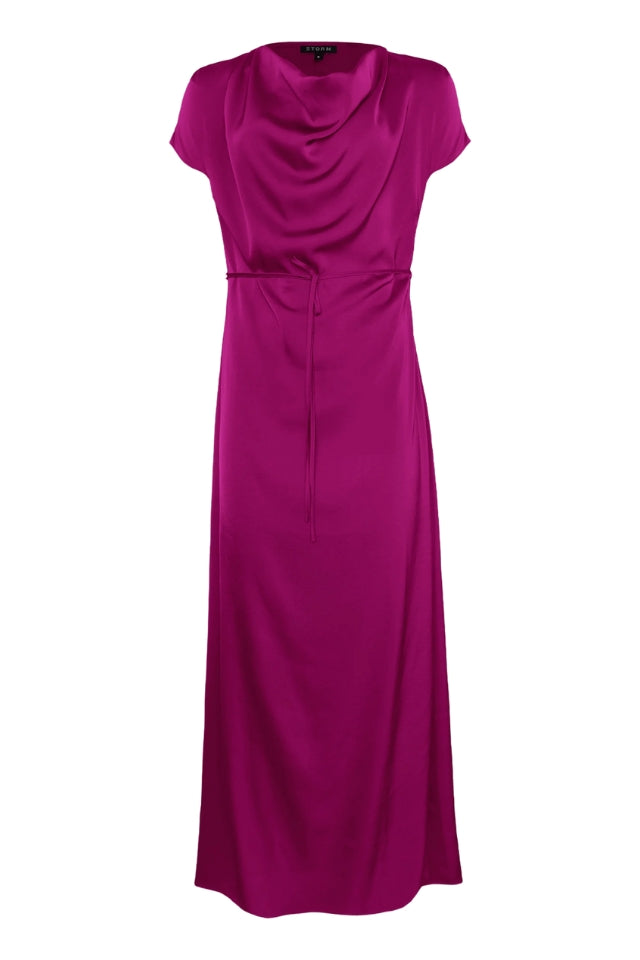 Drape Front Maxi Dress - Cerise
