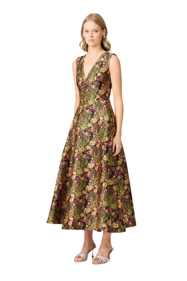 Cindy Gown - Black Floral Multi