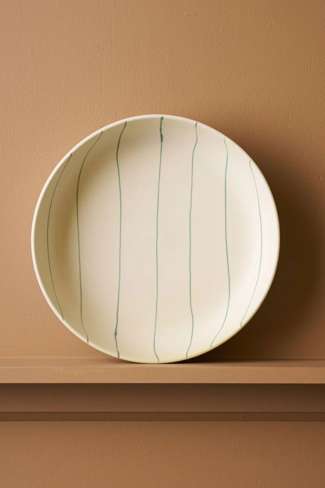 Salad Bowl - Coastal Junction Cream W/Green Stripe