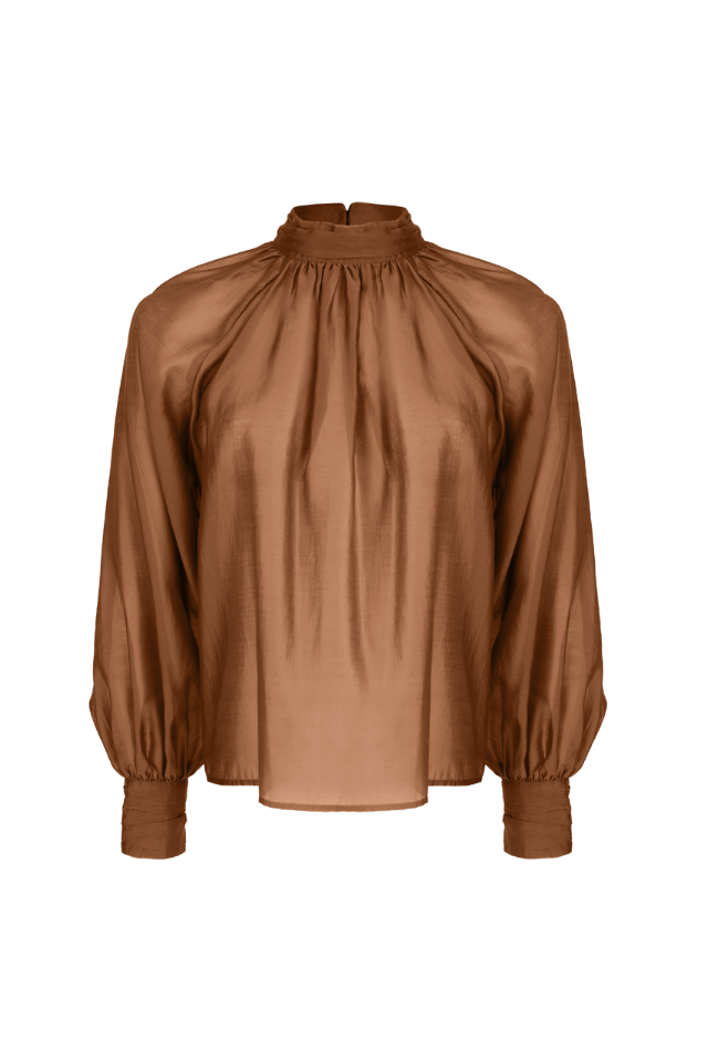 High Neck Detail Top - Cinnamon