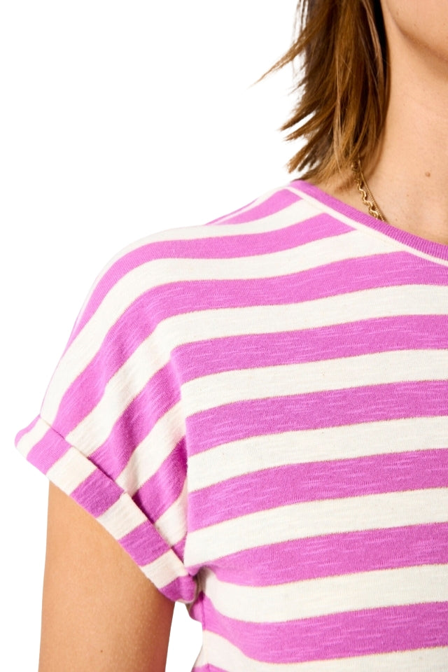 Wide Striped Tee - Meadow Mauve