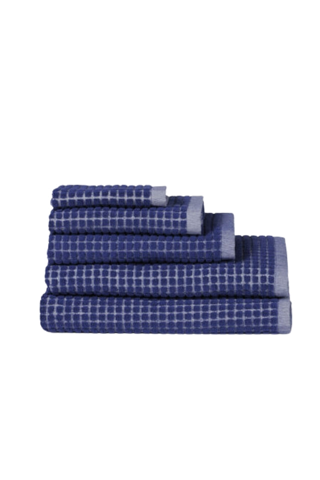 Nero Cotton Hand Towel - Cobalt/Cream