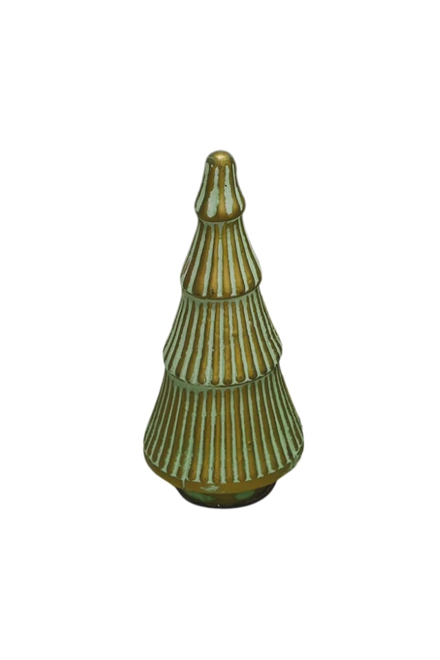 Standing Glass Ringed Tree Short - Antique Green
