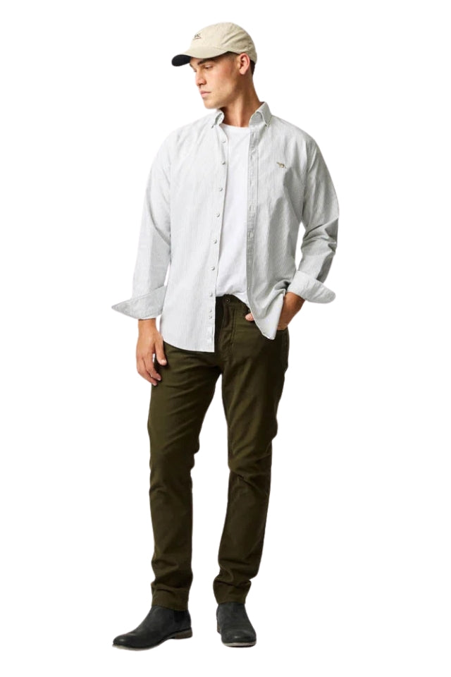 Gunn Oxford Stripe Sports Fit Shirt - Eucalyptus