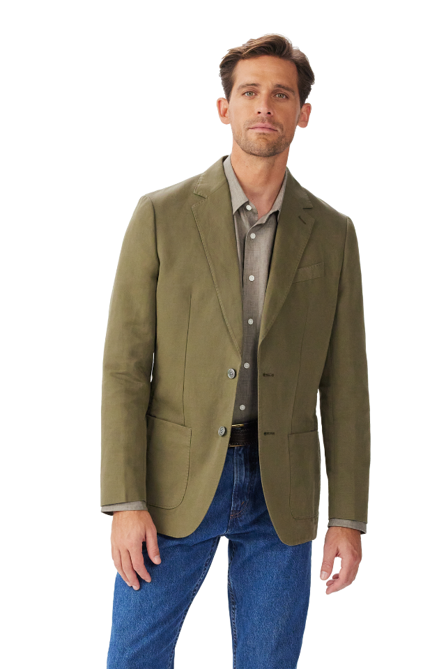 Society Cotton Linen Blazer - Olive