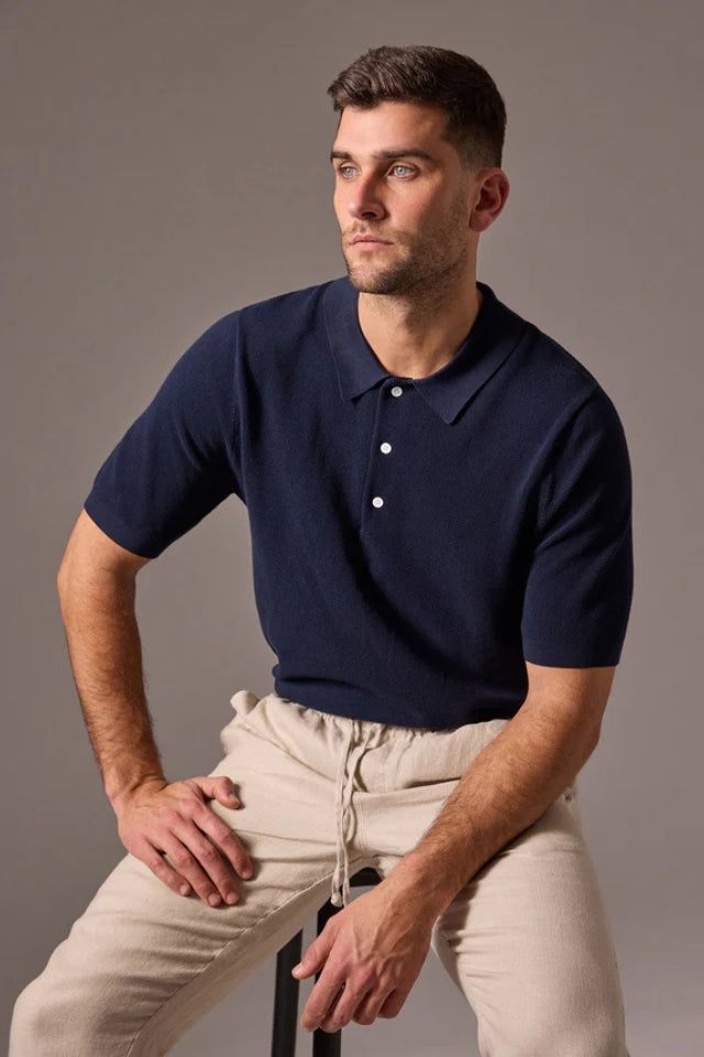 Riley Knit Polo - Navy