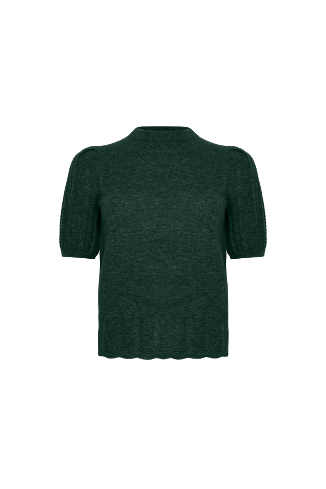 Merino Stitch Sleeve Top - Cedar Green