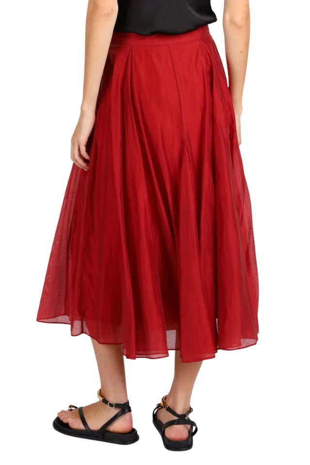 Full Pleated Detail Mini Skirt - Rust