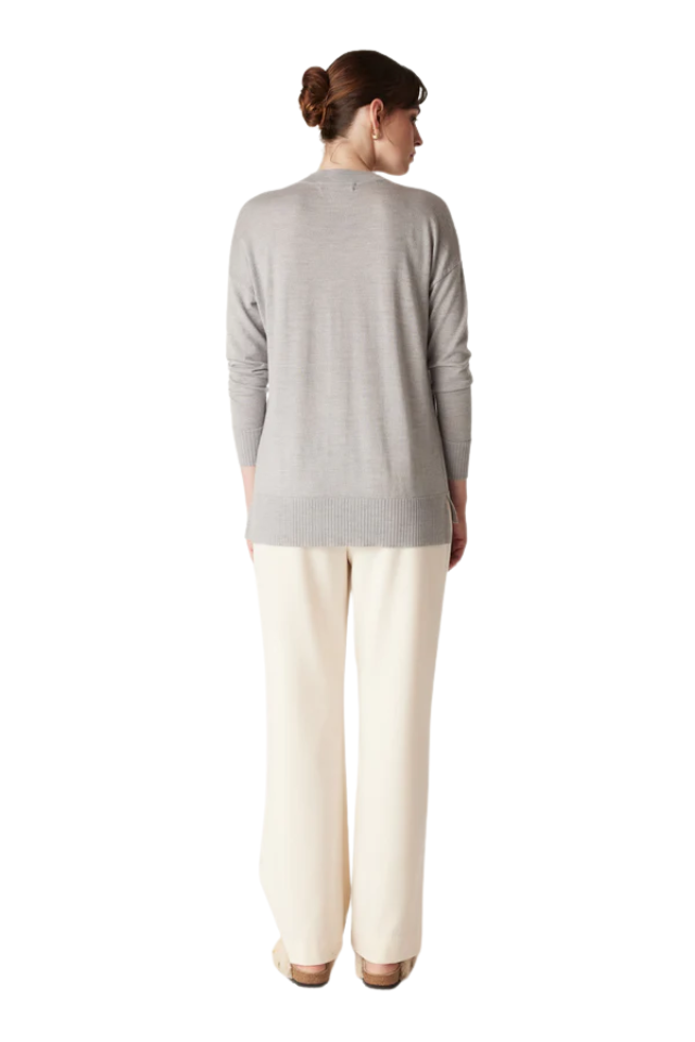 The Saxon Fine Merino Jumper - Grey Marle