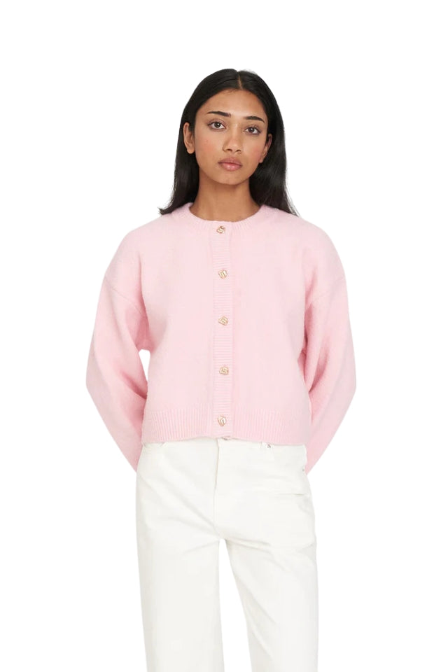 Elle Crop Cardigan - Pale Rose