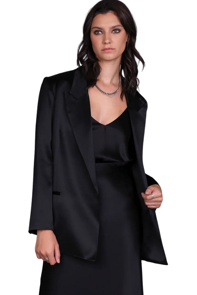 Liquid Satin Tuxedo Blazer