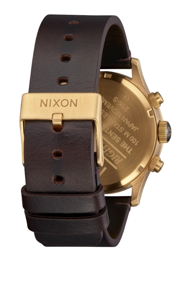 Sentry Chrono Leather Watch Gold / Indigo / Brown