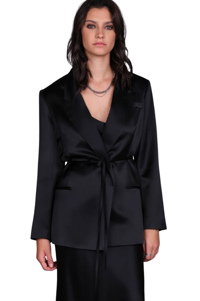 Liquid Satin Tuxedo Blazer