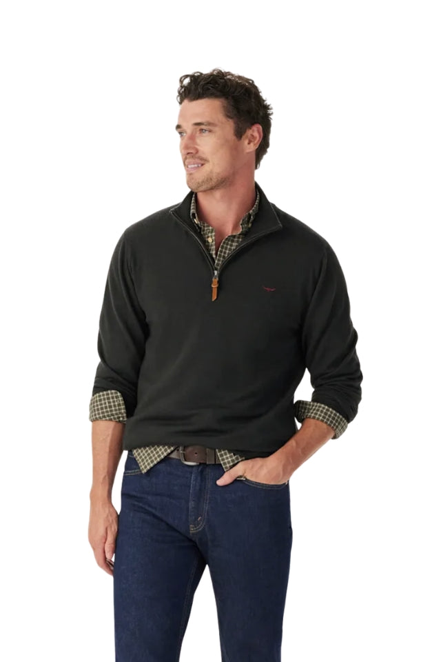 Ernest Merino 1/4 Zip Knit - Forest Green