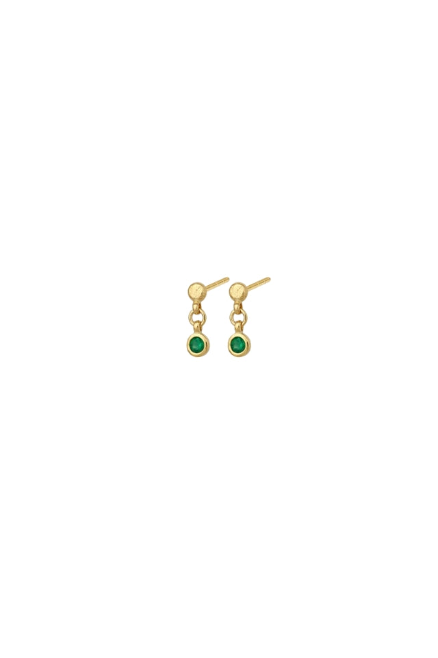 Ceres Drop Studs - Green Onyx