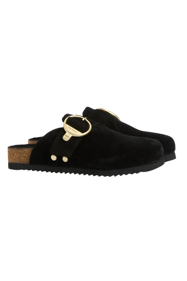 Kyra Closed Toe Sandal - Black Suede