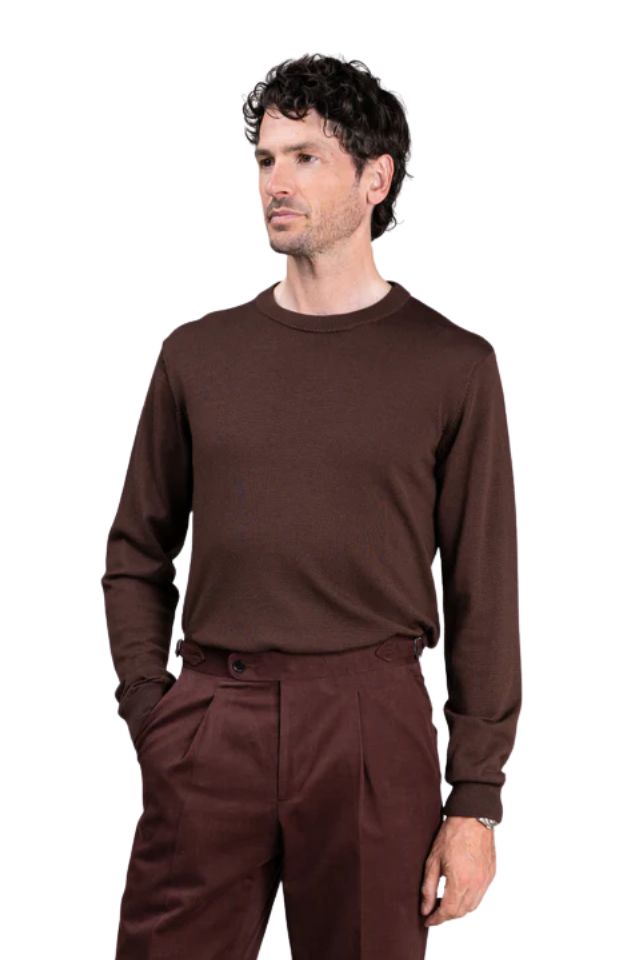 Naseby Mocha Brown Crew Neck Jersey