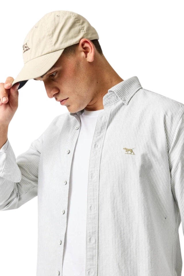 Gunn Oxford Stripe Sports Fit Shirt - Eucalyptus