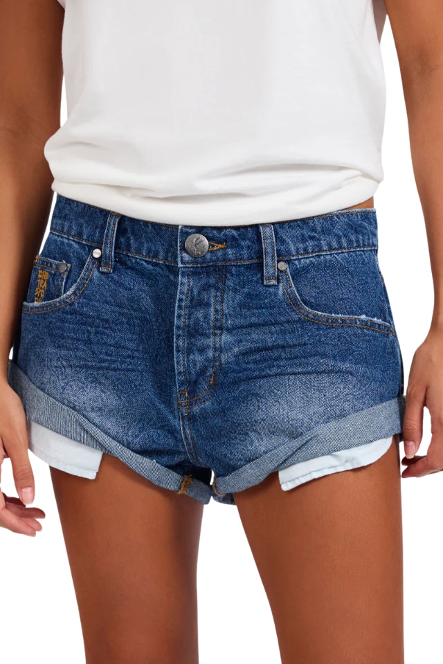 Bandits Low Waist Denim Shorts - Paisley Blue