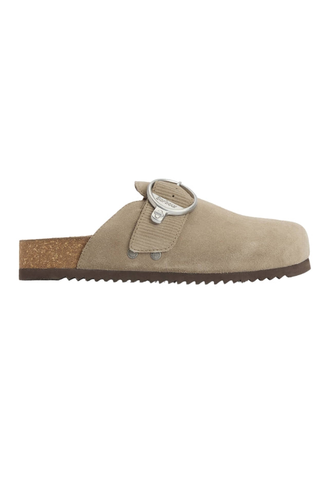 Kyra Closed Toe Sandal - Taupe Suede