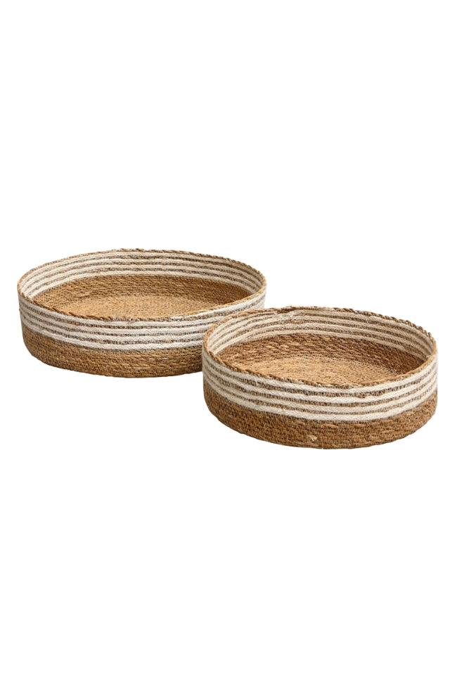 Ayla Flat Basket - Small | Natural/White