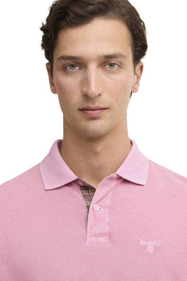 Washed Tartan Tailored Fit Pique Polo - Washed Pink
