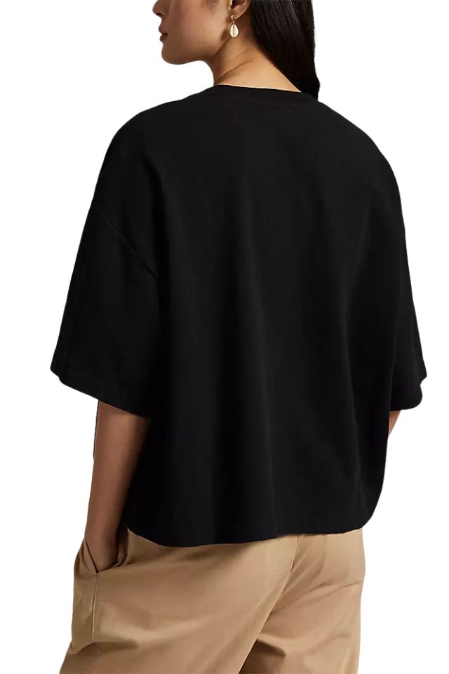 Rhinestone Polo Bear Cotton Jersey Tee - Black