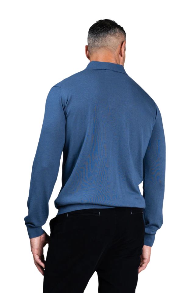 Haast Vintage Blue Merino Polo