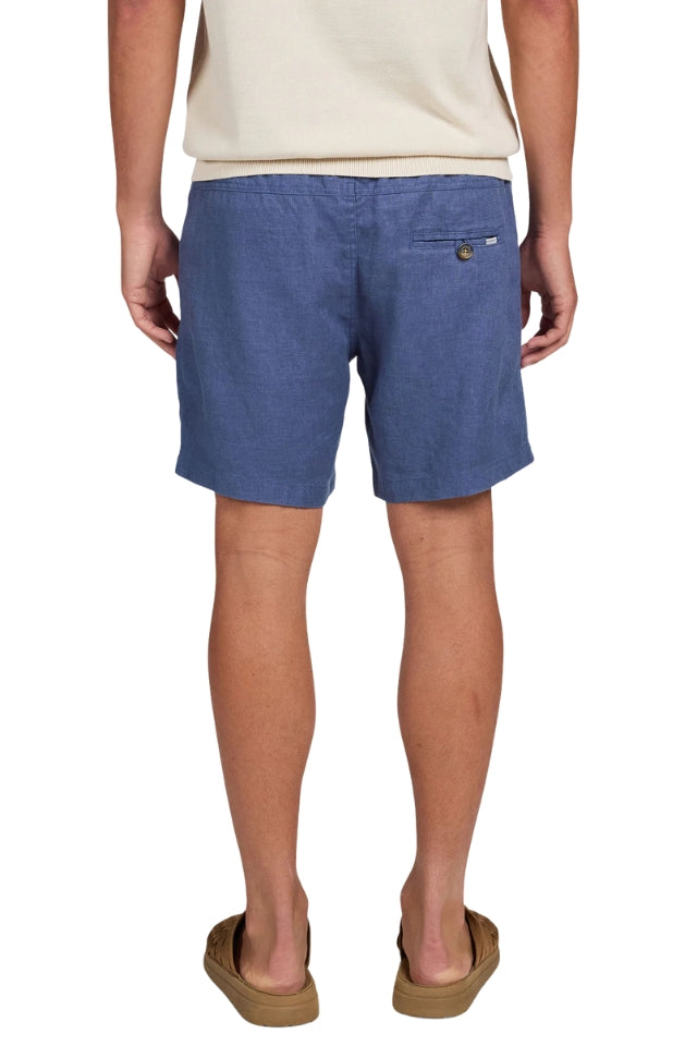 Riviera Linen Short - Petrol Blue Blue 30