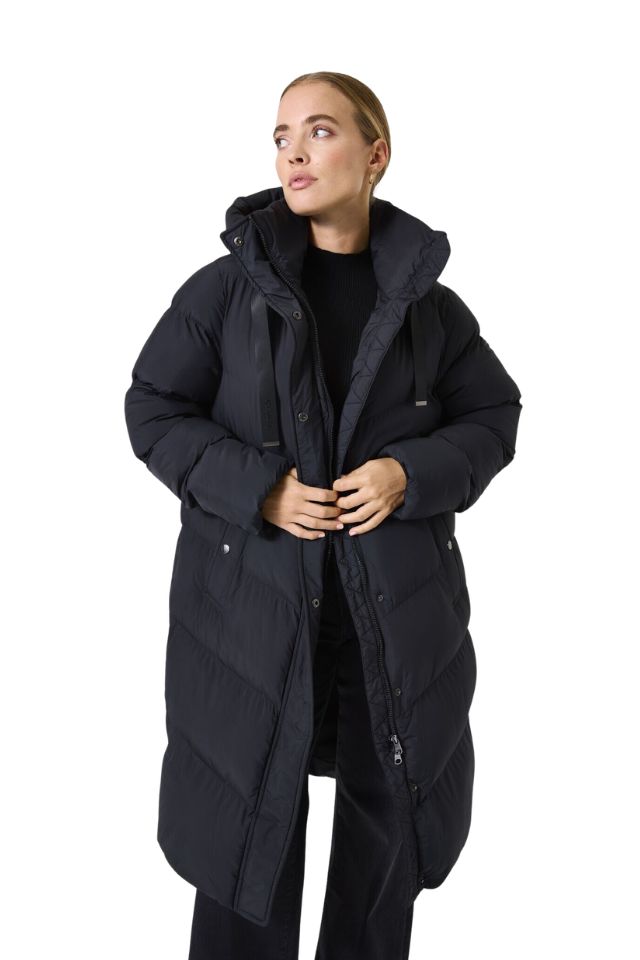 Longline Puffer Jacket - Black