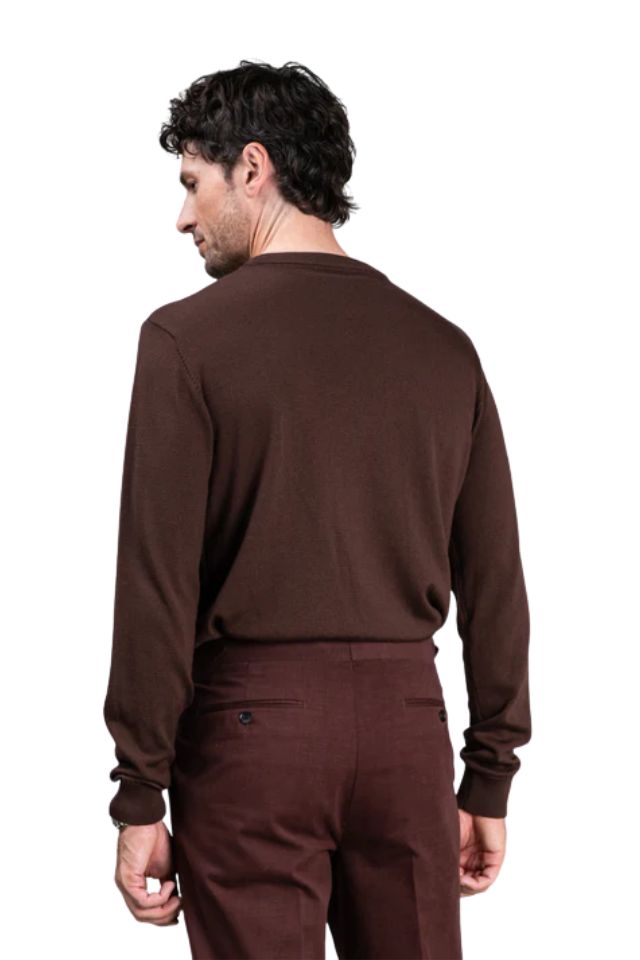 Naseby Mocha Brown Crew Neck Jersey