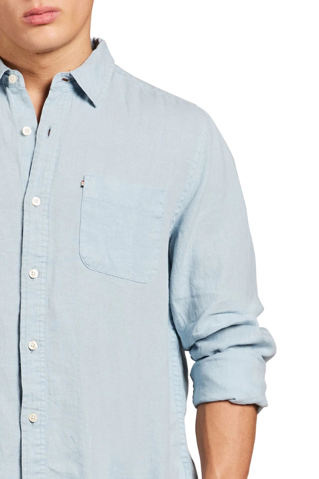 Hampton Linen Shirt - Crystal Blue