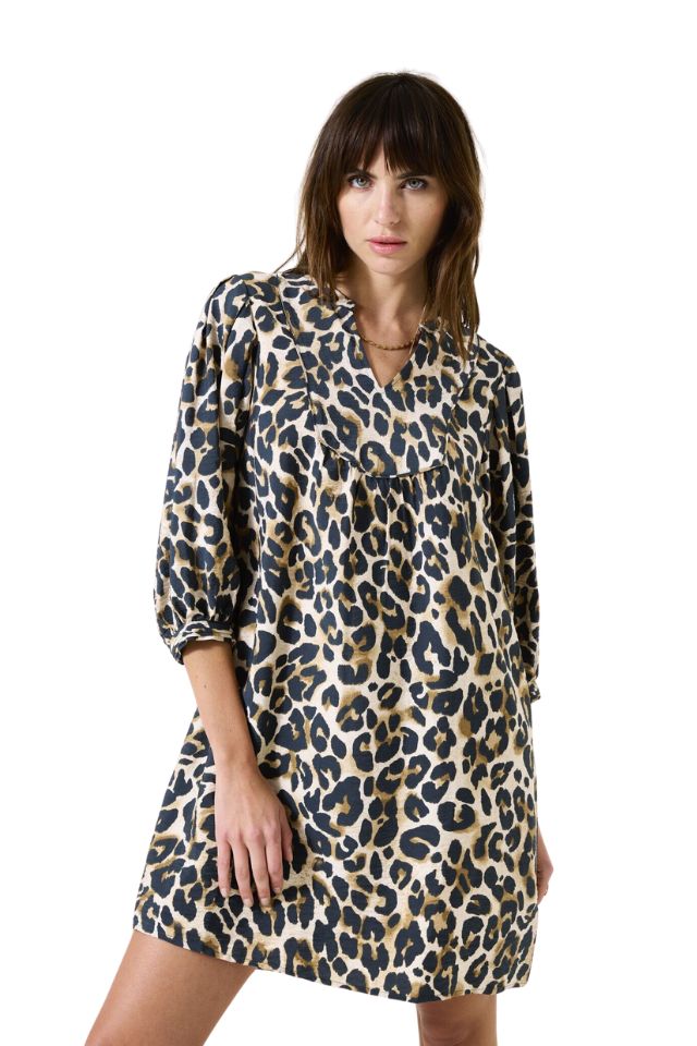 Animal Print Dress - Almond