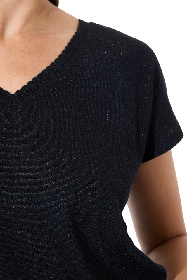 Metallic V Tee - Black