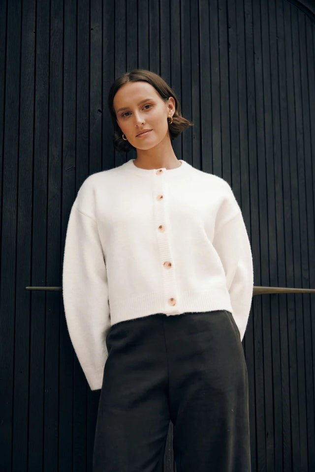 Ana Crop Cardigan - Chalk