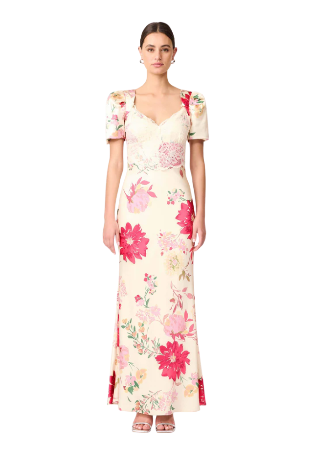 Rosalina Puff Sleeve Maxi Dress - Ivory Floral