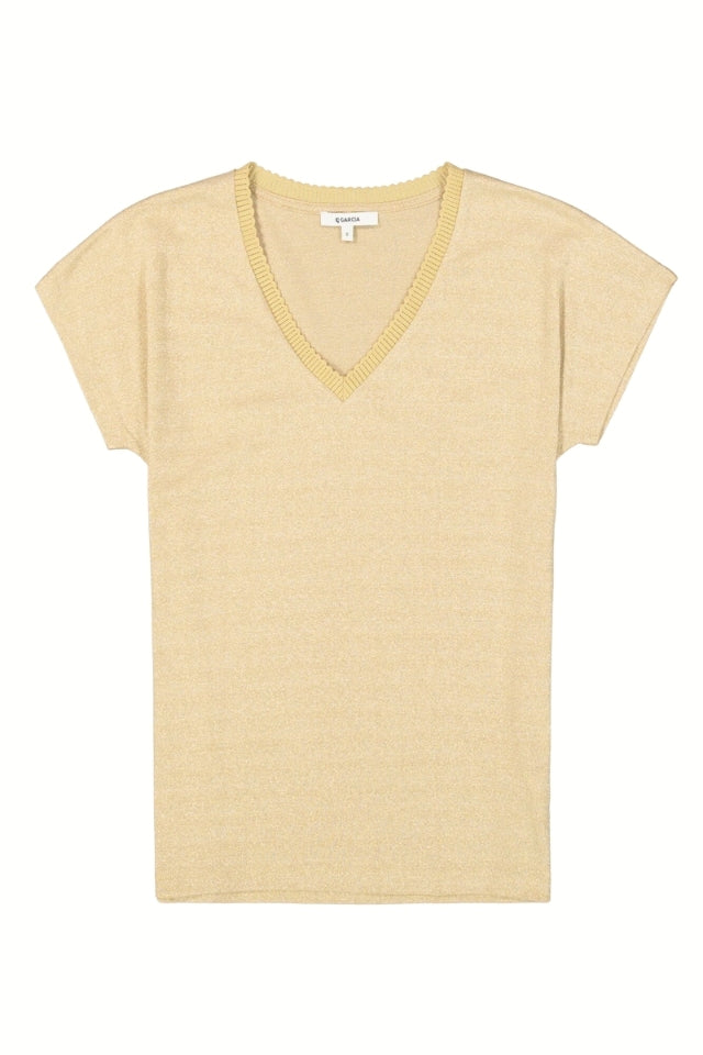 Metallic V Tee - Coffee