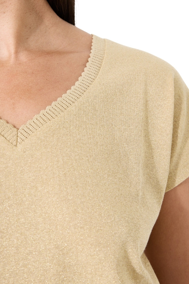 Metallic V Tee - Coffee