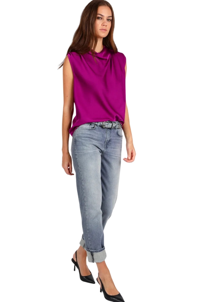 Drape Front Top - Cerise