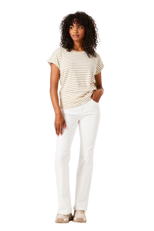 Narrow Stripe Tee - Coffee