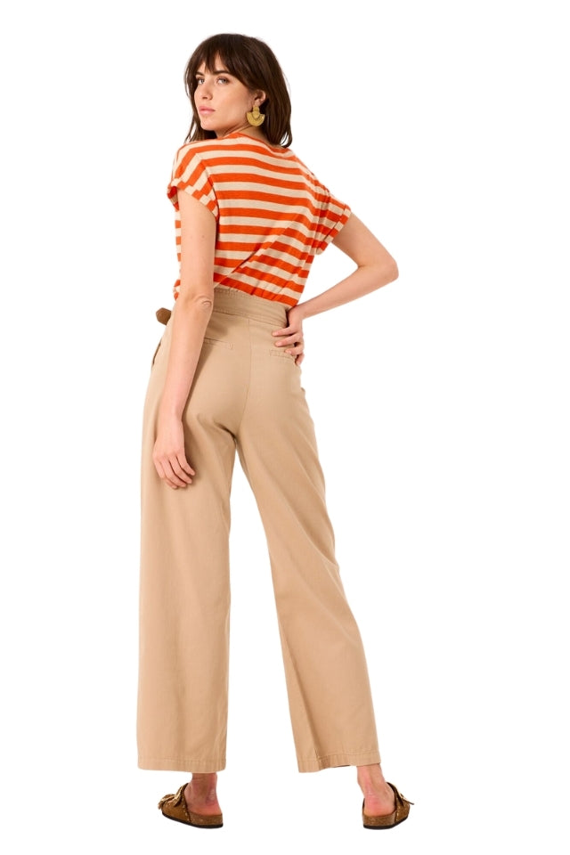 Wide Striped Tee - Tangerine Red