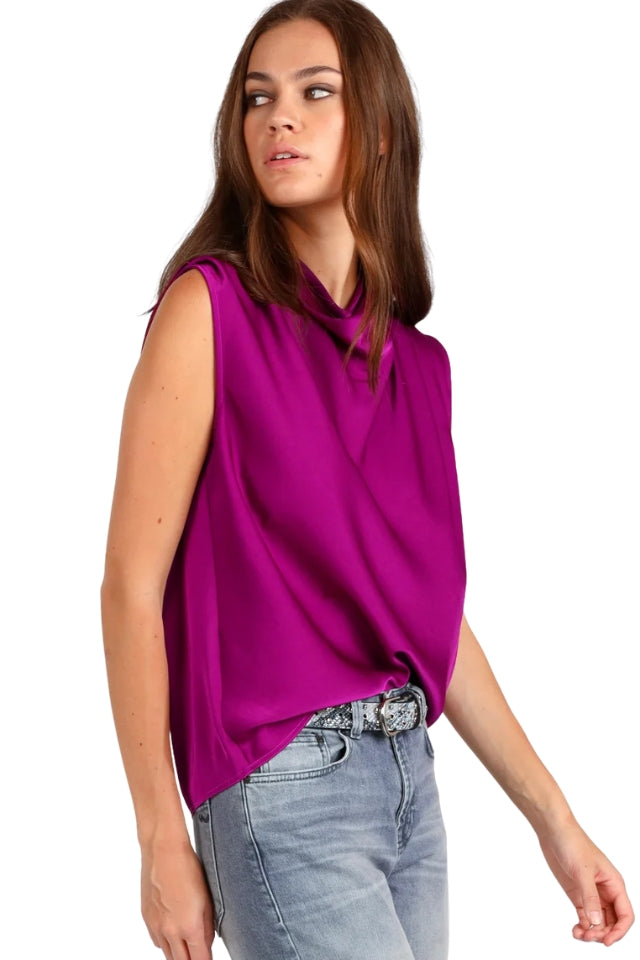 Drape Front Top - Cerise