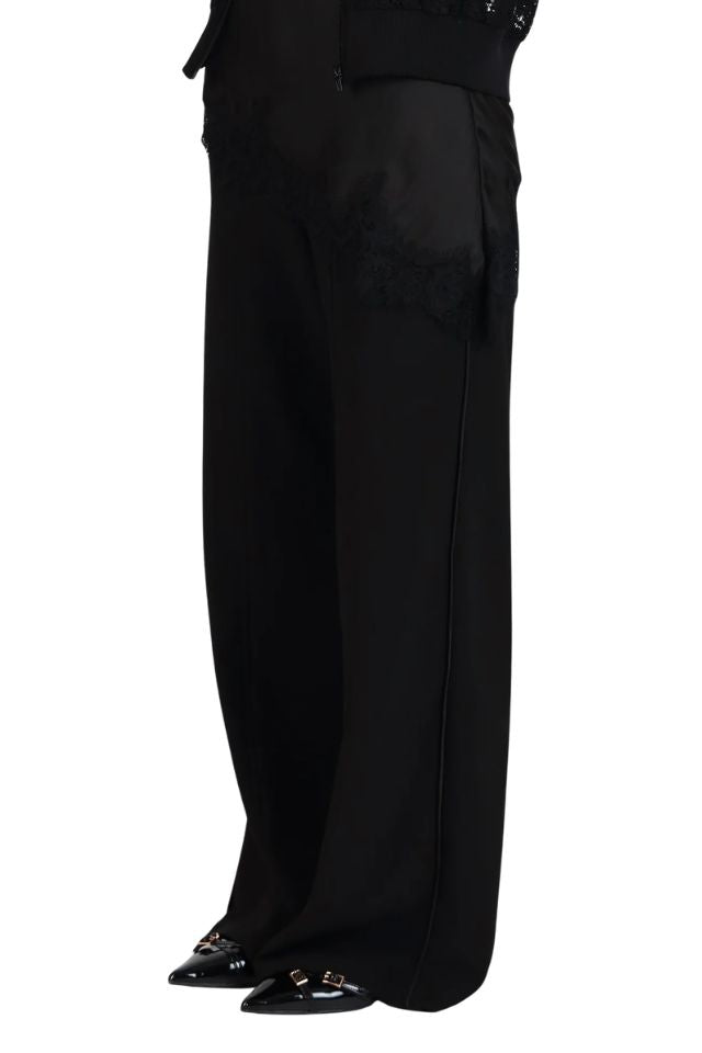 Wide Leg Knit Tux Pant - Black