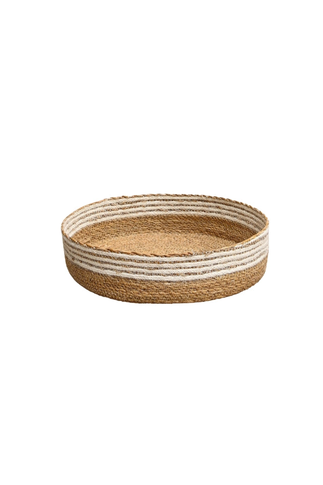 Ayla Flat Basket - Small | Natural/White